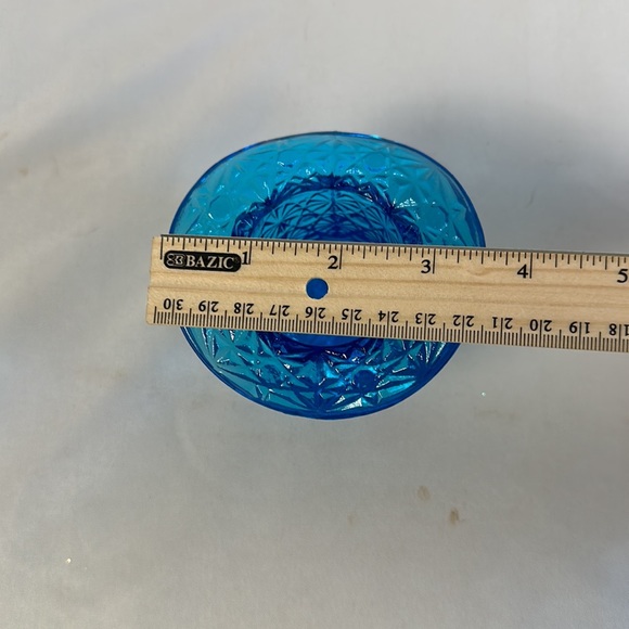 Vtg Fenton Glass Aqua Blue Fancy Cut Glass Top Hat Toothpick/Votive/Matches - Picture 12 of 13